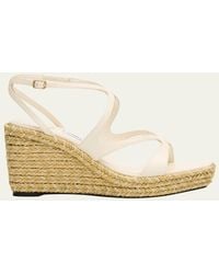 Jimmy Choo - Ayla 85 Leather Wedge Sandals - Lyst