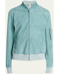 Giorgio Armani - Suede Zip-front Bomber Jacket - Lyst
