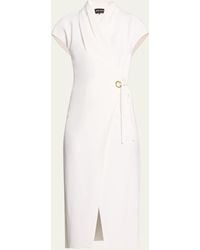 Giorgio Armani - Silk Wrap Midi Dress With Tie Detail - Lyst