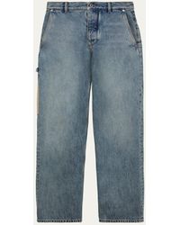 Loewe - Leather-Patch Straight-Leg Jeans - Lyst