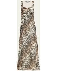 Ganni - Printed Chiffon Square-neck Sleeveless Maxi Dress - Lyst