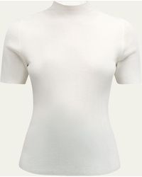 Theory - Leenda Regal Merino Wool Short-Sleeve Mock-Neck Top - Lyst
