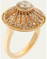 Ileana Makri - 18k Yellow Gold Grass Palm Flower Ring With Diamonds - Lyst
