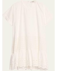 Sea - Elysse Embroidered Short-sleeve Mini Tunic Dress - Lyst