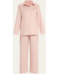 Pour Les Femmes - Cropped Cotton Sateen Pajama Set - Lyst
