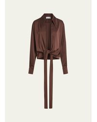 16Arlington - Romy Tie-Hem Satin Blouse - Lyst