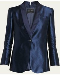 Giorgio Armani - Linen Silk Single-Button Blazer Jacket - Lyst