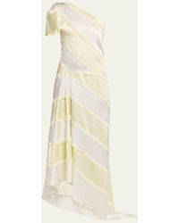 Zankov - Striped Asymmetric Silk One-Shoulder Maxi Dress - Lyst