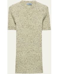 Prada - Wool And Linen Short-Sleeve Sweater - Lyst