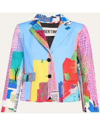 Libertine - Nyc Print Single-Breasted Short Jacket - Lyst