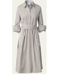 Akris Punto - Kodak Stripe Belted Cotton Poplin Shirtdress - Lyst