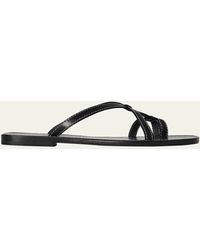 The Row - Link Leather Toe-loop Slide Sandals - Lyst