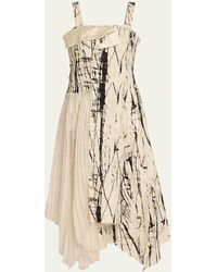 Jason Wu - Brushstroke Frayed Pleated Asymmetric Dress - Lyst