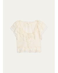 LoveShackFancy - Persine Silk Ruffle Top - Lyst