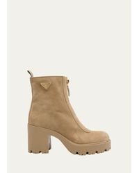 Prada - 85Mm Stride Flow Suede Ankle Boots - Lyst