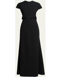Jil Sander - Open Back Short-Sleeve Long Wool Dress - Lyst