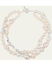 Completedworks - Rhodium-plated Necklace With Freshwater And Baroque Pearls - Lyst