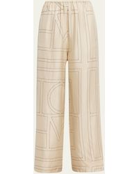 Totême - Monogram-embroidered Silk Pajama Pants - Lyst