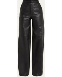 L'Agence - Livvy Mid-rise Straight-leg Leather Trousers - Lyst