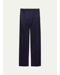 Prada - Pleated Cotton Twill Straight-Leg Trousers - Lyst
