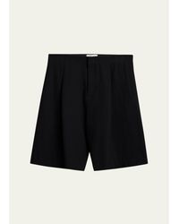 The Row - Sayed Pleated Wool Gabardine Shorts - Lyst