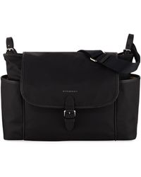 Burberry Flap-top Canvas Diaper Bag - Black
