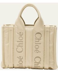 Chloé - Woody Small Tote Bag In Recycled Nylon With Crossbody Strap - Lyst