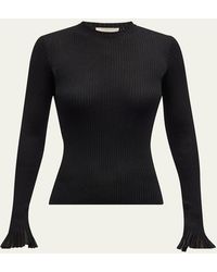 Ulla Johnson - Aster Ribbed Ruffle-Cuff Top - Lyst