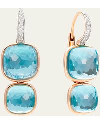 Pomellato - 18k Rose Gold Nudo Blue Topaz Drop Earrings With Diamonds - Lyst