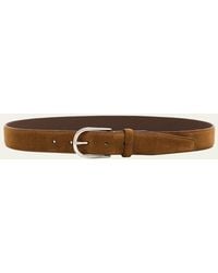 Brioni - Suede Round-Buckle Belt - Lyst