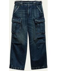Prada - Baggy Denim Cargo Pants - Lyst