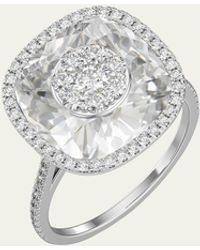 Bhansali - 18k White Gold 13mm Cushion-cut Ring With Diamonds - Lyst