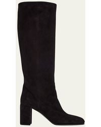 Prada - Suede Knee-High Boots - Lyst