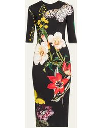 Alice + Olivia - Delora Floral Printed Midi Dress - Lyst