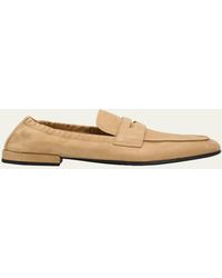 Prada - Shuffle Nubuck Leather Penny Loafers - Lyst