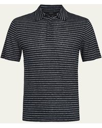 Vince - Striped Linen Polo Shirt - Lyst