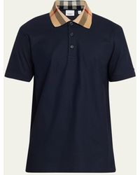 Burberry - Pique Check-collar Polo Shirt - Lyst