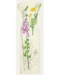 Oscar de la Renta - Off-The-Shoulder Foxglove Draped Jersey Maxi Dress - Lyst