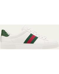 Gucci - Ace Leather Web Low-top Sneakers - Lyst