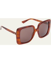Gucci - Oversized Square Havana Acetate Sunglasses - Lyst