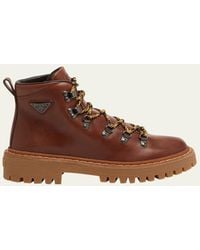 Prada - St. Moritz Calfskin Hiker Boots - Lyst