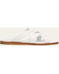 Manolo Blahnik - Marvina Crisscross Leather Flat Sandals - Lyst