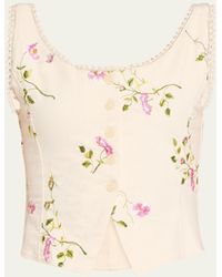 LoveShackFancy - Rhapsody Embroidered Floral Bustier Top - Lyst