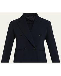 Max Mara - Double-Breasted Stretch Wool Crop Jacket - Lyst