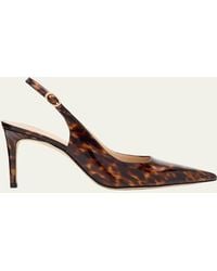 Stuart Weitzman - 75Mm Stuart Power Tortoiseshell Patent Leather Slingback Pumps - Lyst