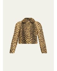 Nackiyé - Pixie Cheetah-Print Velvet Crop Jacket - Lyst
