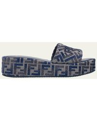 Fendi - Sunshine Ff Chenille Jacquard Platform Sandals - Lyst