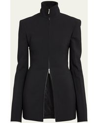 Ferragamo - Stretch Wool Double Zip Blazer Jacket - Lyst