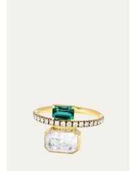 Moritz Glik - 18K Eternity Ring With Emerald And Diamond Shaker - Lyst