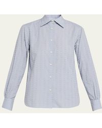 Officine Generale - Ella Long-Sleeve Textured Japanese Cotton Shirt - Lyst